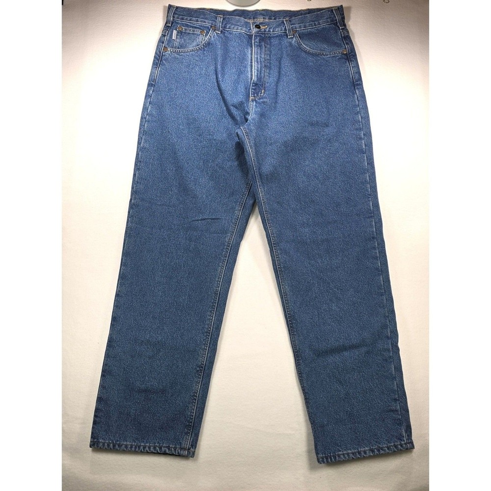 Carhartt B172 DST Flannel Lined Relaxed Fit Jean Mens 38x32 Dark Stonewash Denim